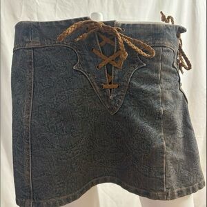 Guess Denim Skirt with Brown Lace-Up